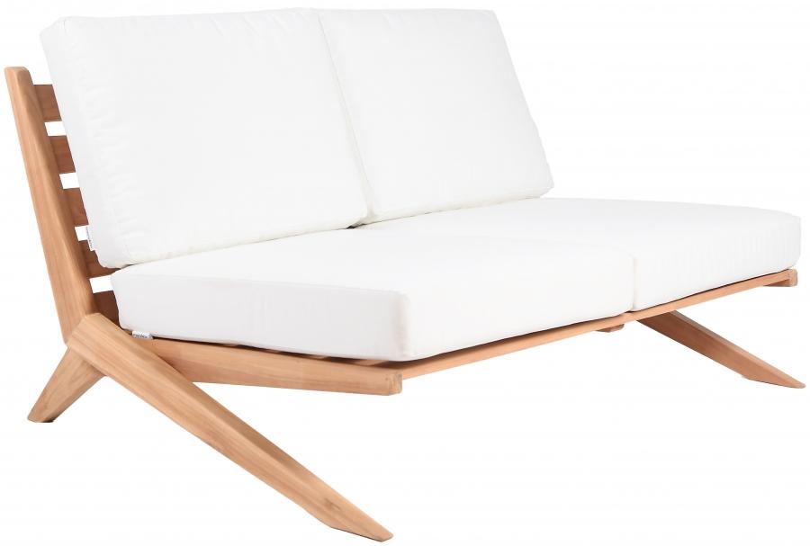 

    
Contemporary White Wood Fabric Patio Loveseat Meridian Furniture Tahiti 351White-L

