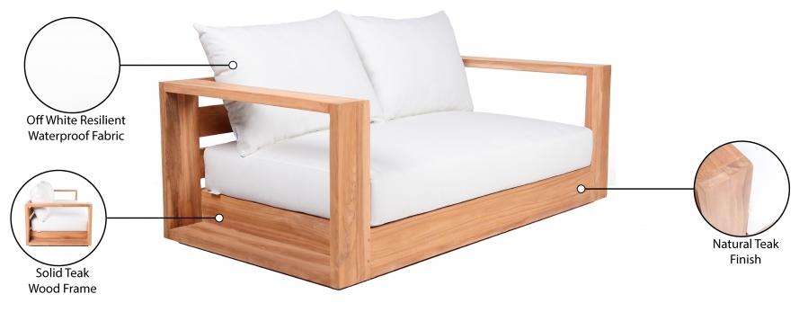 

    
353White-L Contemporary White Wood Fabric Patio Loveseat Meridian Furniture Tulum 353White-L
