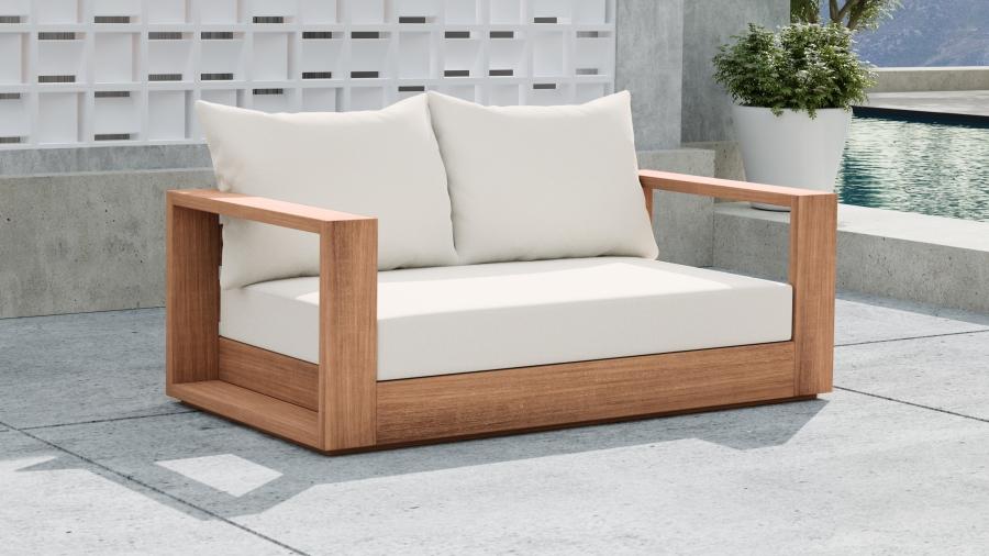 

    
Contemporary White Wood Fabric Patio Loveseat Meridian Furniture Tulum 353White-L
