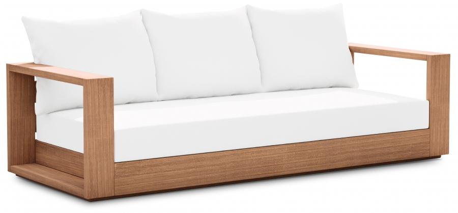 

    
Contemporary White Wood Fabric Patio Sofa Meridian Furniture Tulum 353White-S

