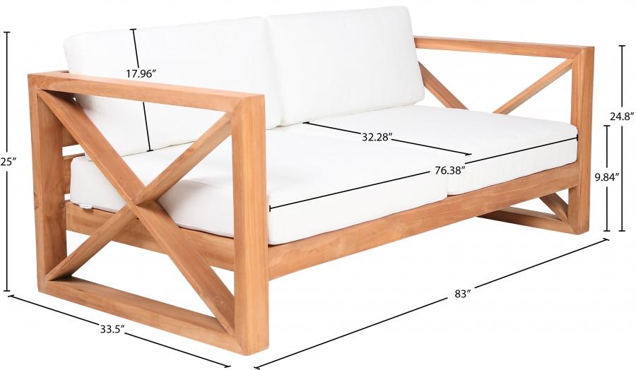 

    
 Order  Contemporary White Wood Fabric Patio Sofa Set-2PCS Meridian Furniture Anguilla 352White-S-2PCS

