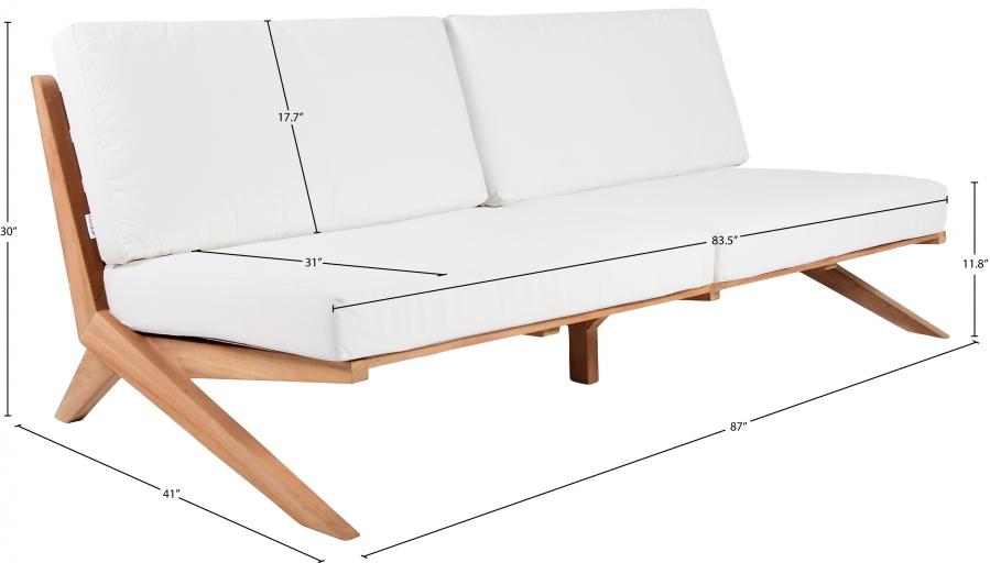 

    
 Order  Contemporary White Wood Fabric Patio Sofa Set 2PCS Meridian Furniture Tahiti 351White-S-2PCS

