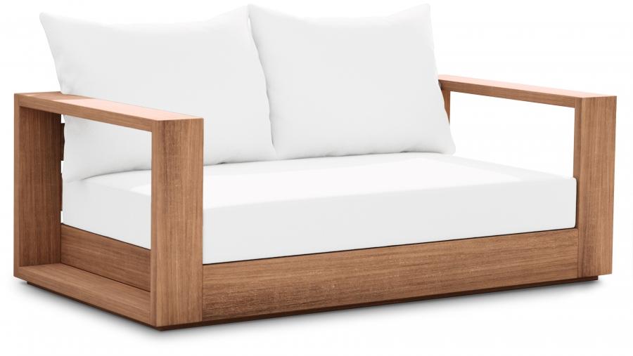

    
 Shop  Contemporary White Wood Fabric Patio Sofa Set 3PCS Meridian Furniture Tulum 353White-S-3PCS
