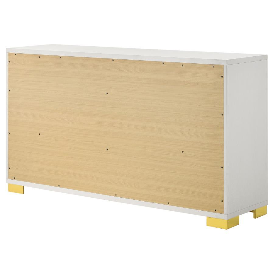 

    
 Shop  Contemporary White Wood King Panel Bedroom Set 6PCS Coaster Marceline 222931KE
