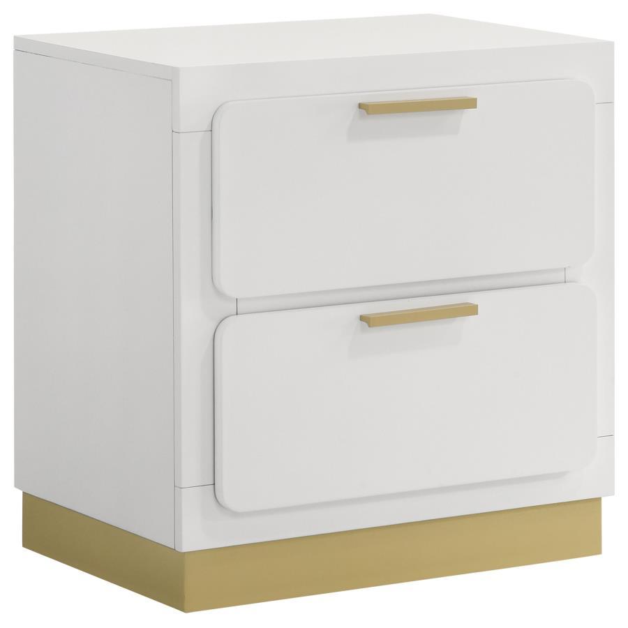 Contemporary, Modern Nightstand Caraway Nightstand 224772-N 224772-N in White, Gold 