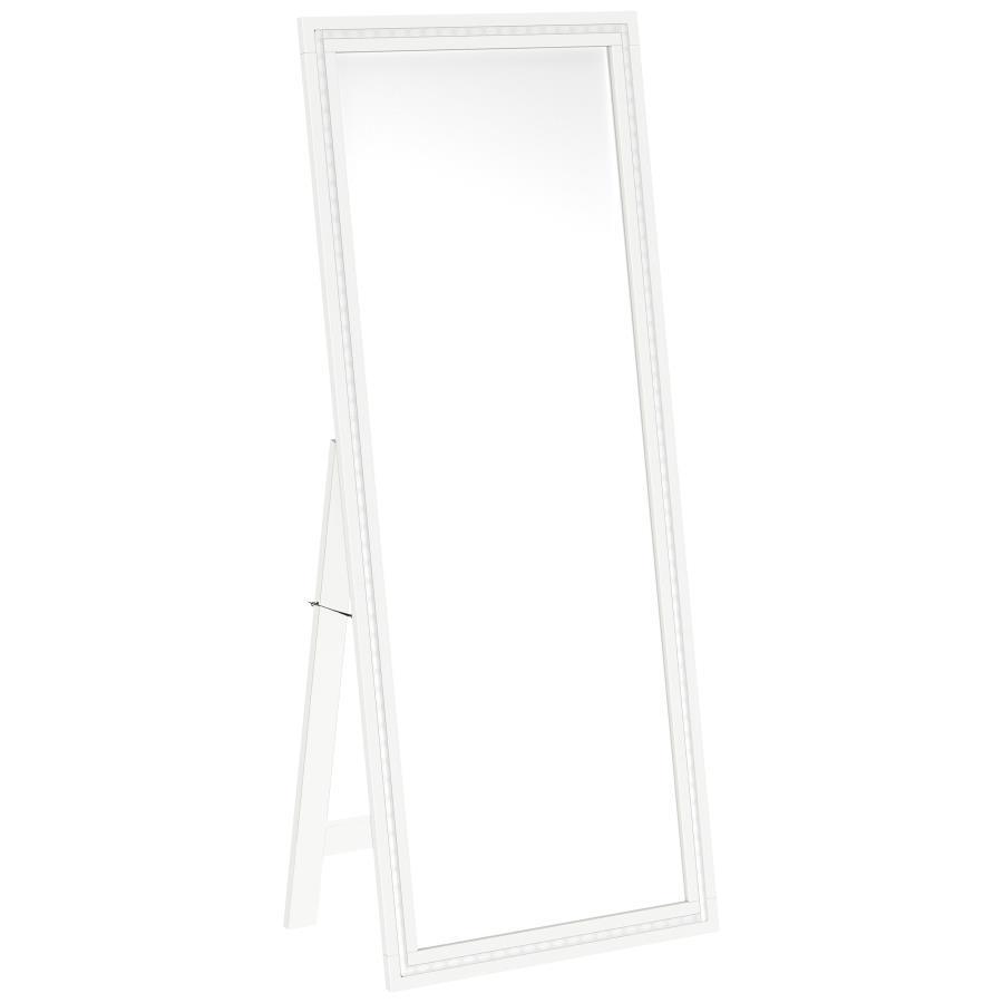 

    
Contemporary White Wood Standing Mirror Coaster Delfin 960963
