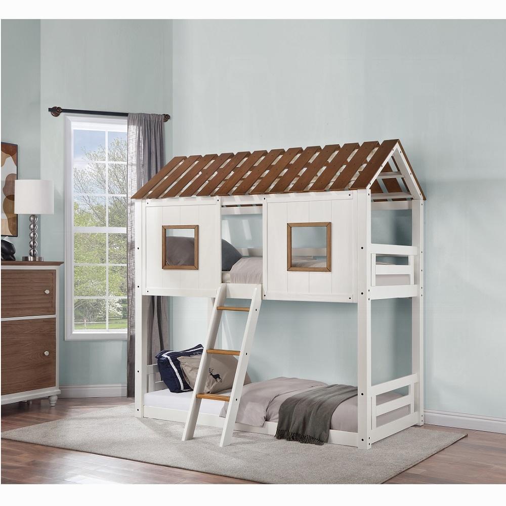

    
Contemporary White Wood Twin Bunk Bed Acme Inara BD02051
