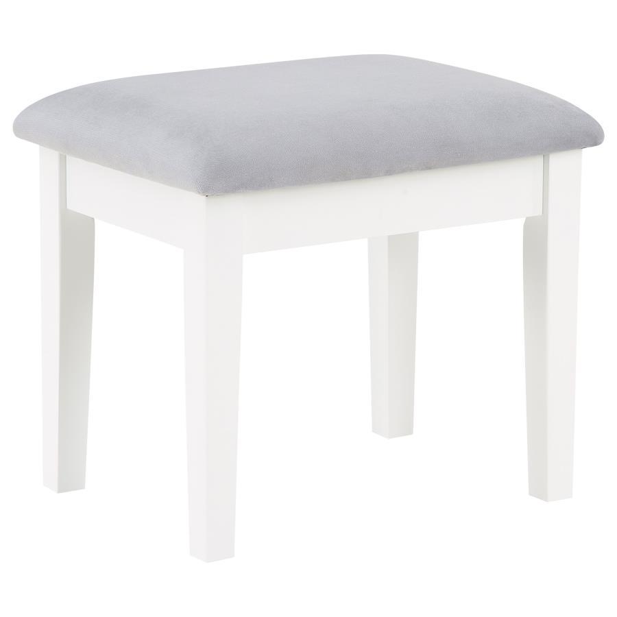 

    
 Shop  Contemporary White Wood Vanity Table Set 3PCS Coaster Regina 930245

