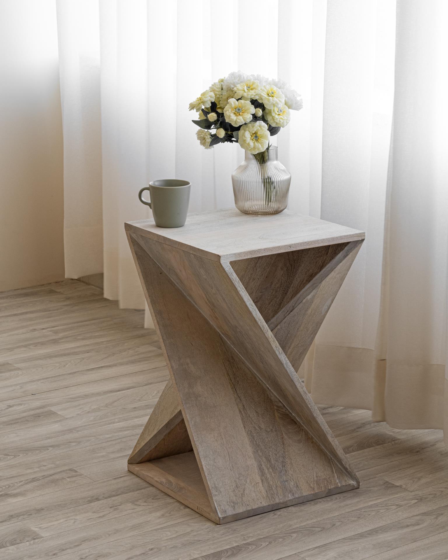 Contemporary End Table TW-002 Twisted End Table 718852652970 718852652970 in whitewash 
