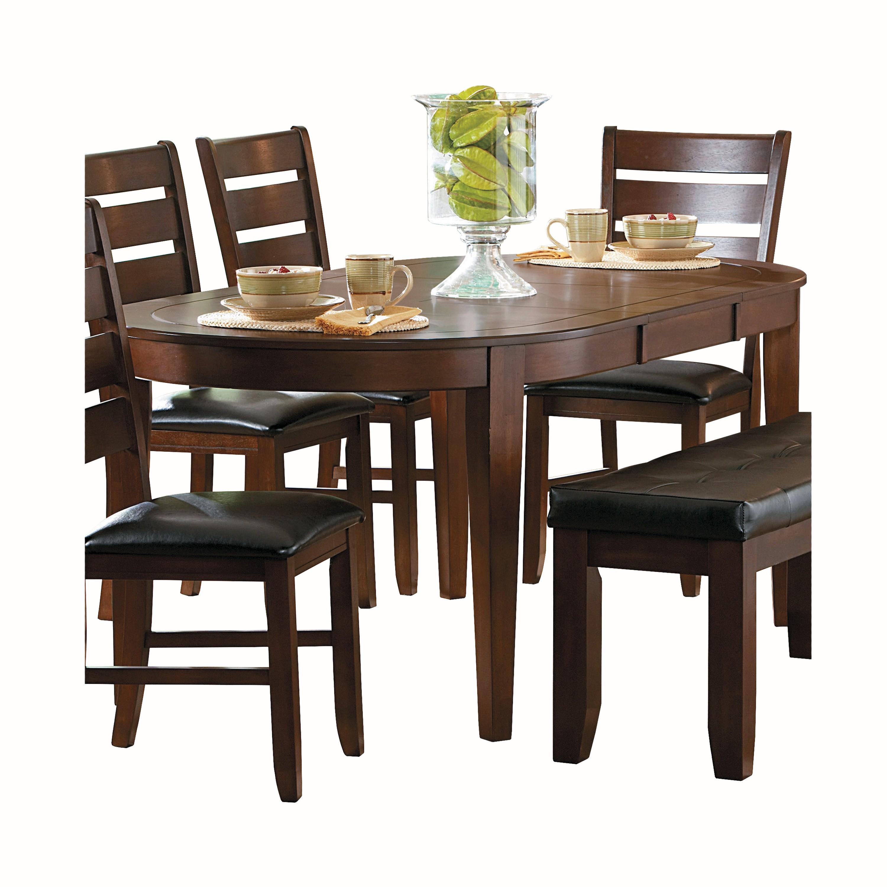 Contemporary Dining Room Set 586-76*5PC Ameillia 586-76*5PC in Dark Oak Faux Leather