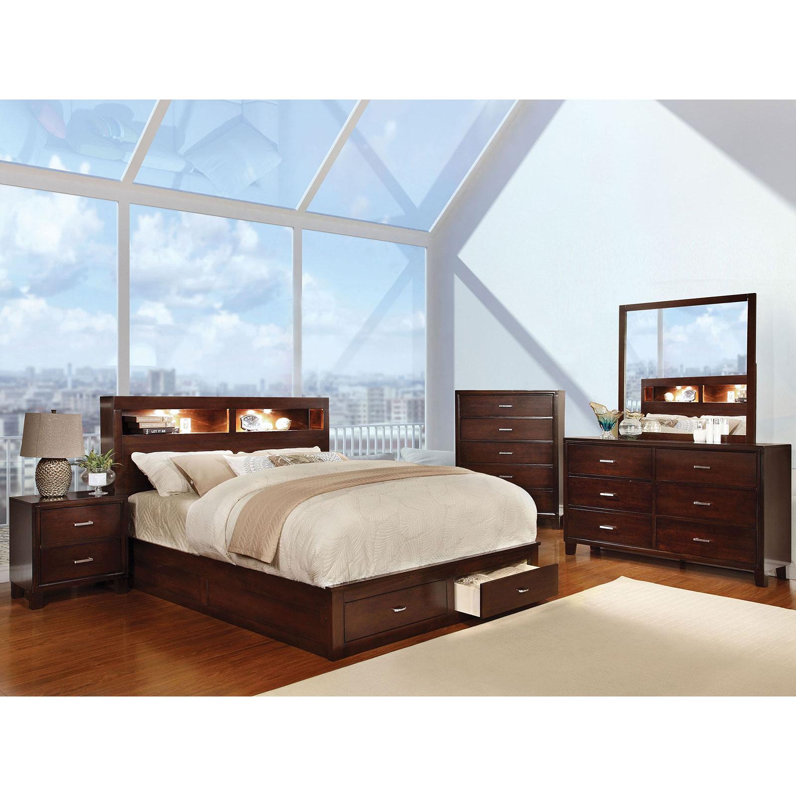 

    
Brown Wood Queen Storage Bed GERICO CM7291CH-Q Furniture of America Contemporary

