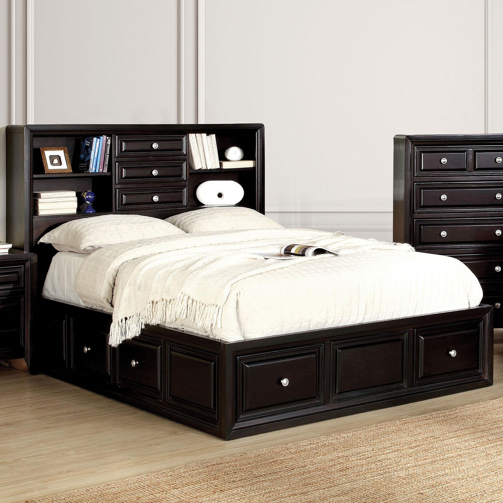 Contemporary Storage Bed YORKVILLE CM7059Q-BED CM7059Q-BED in Brown 