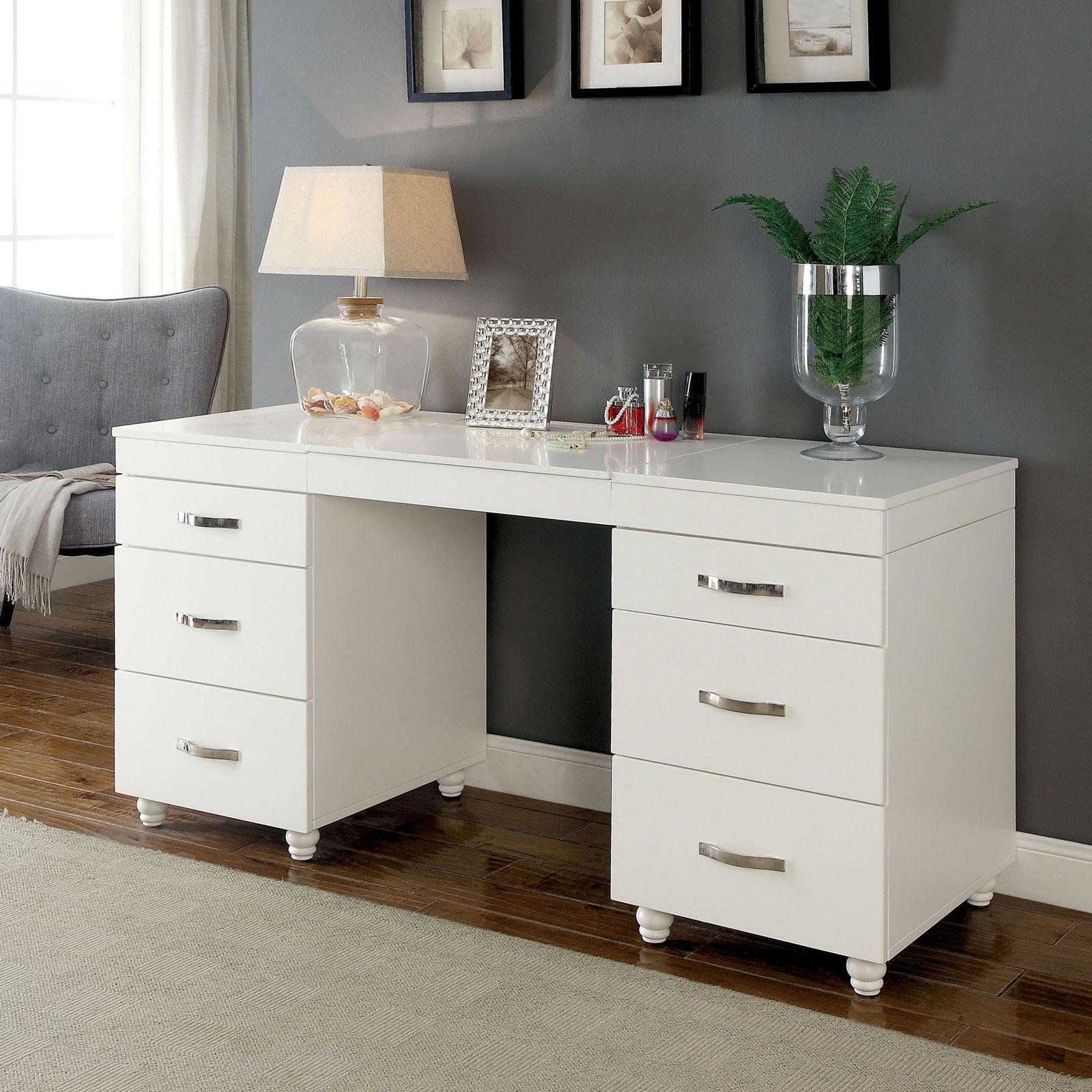 

    
White Wood Vanity Desk VERVIERS CM-DK6103 Furniture of America Contemporary
