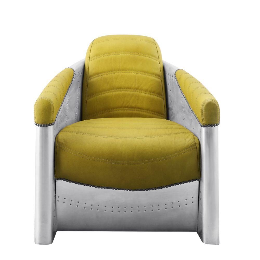 Contemporary, Modern Chair Brancaster Chair 59624-С 59624-С in Yellow Top grain leather