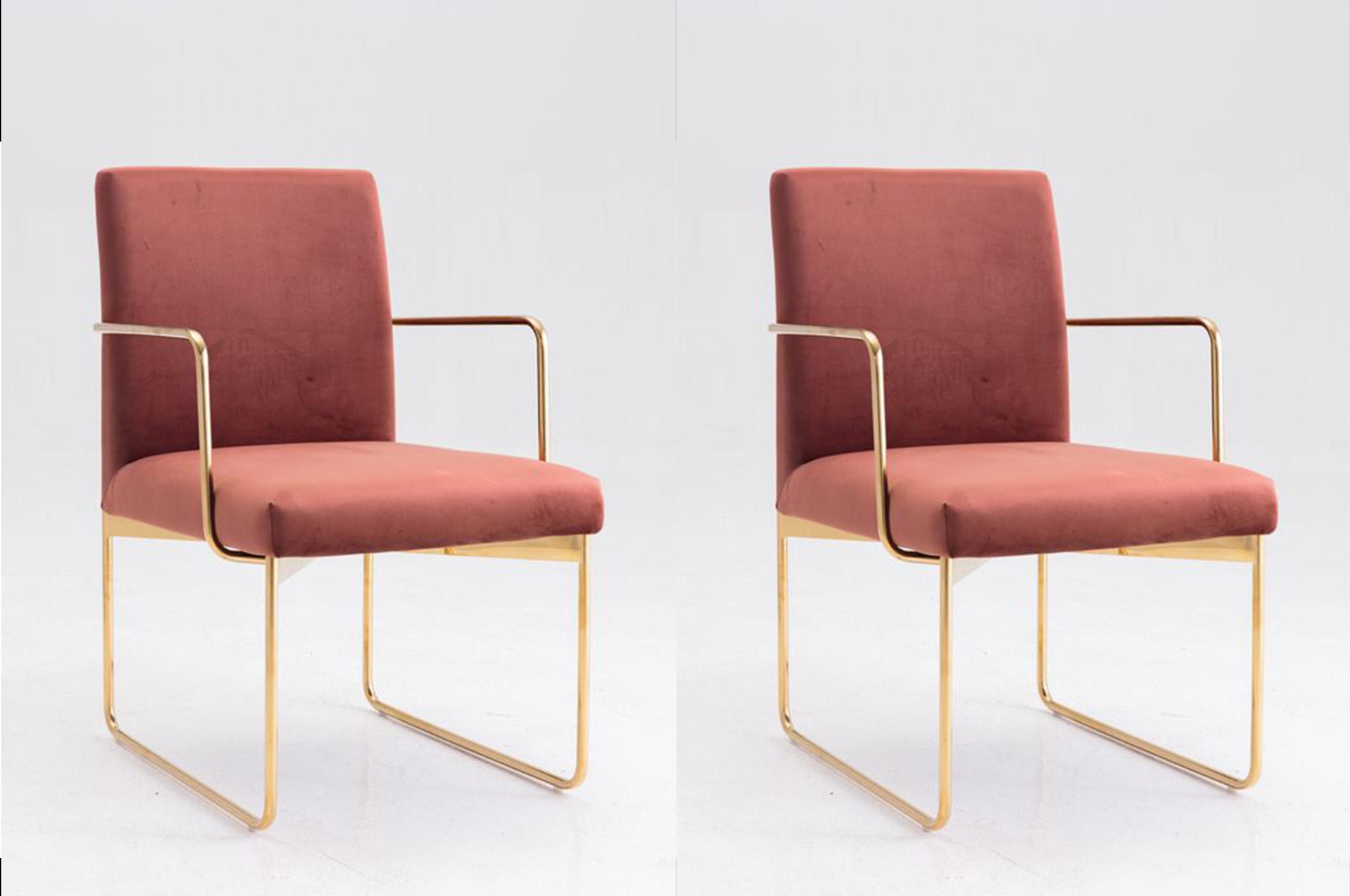Contemporary, Modern Dining Chair Set VGSFAC-018G-SAL VGSFAC-018G-SAL in Copper Fabric