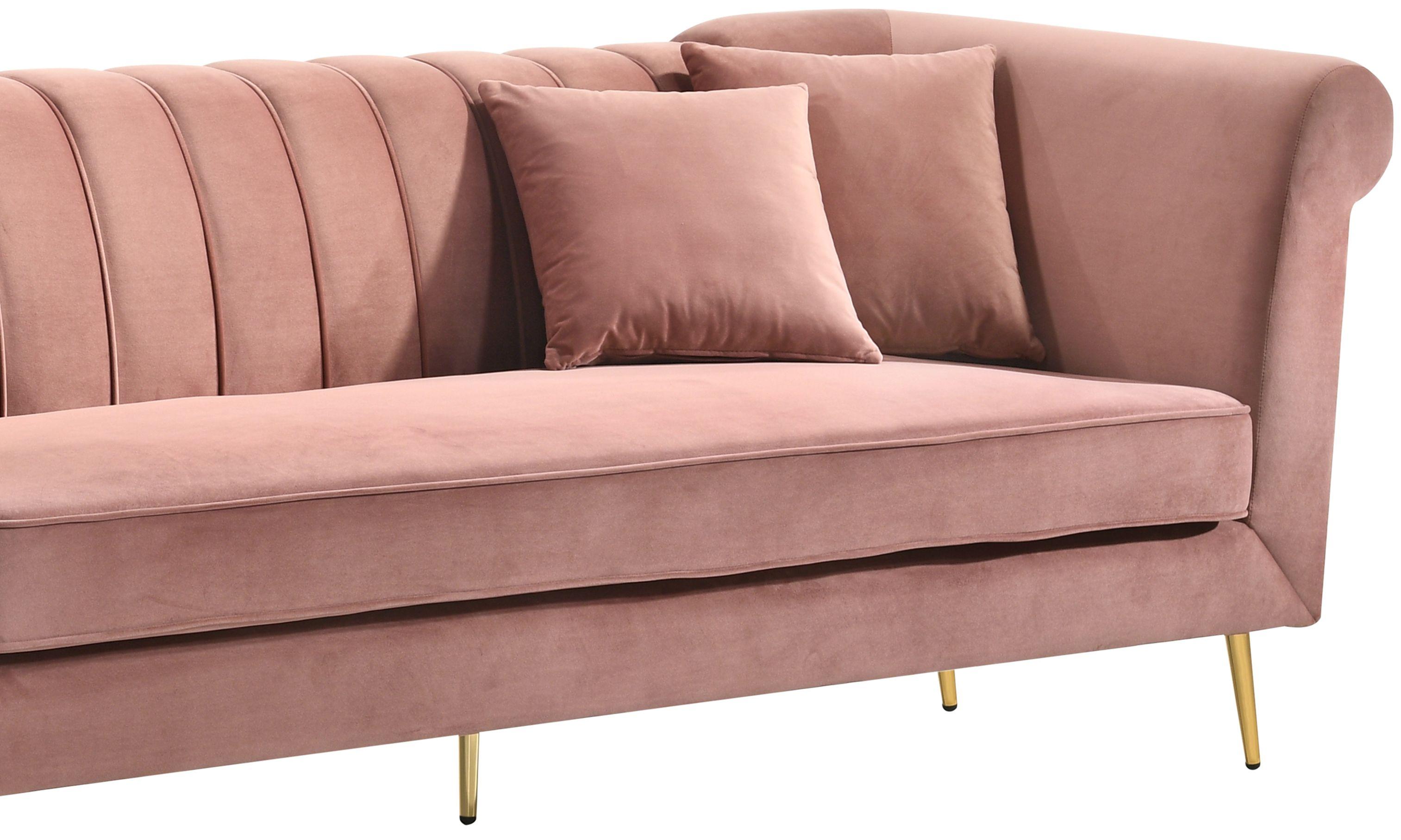 

    
Coral Velvet w/ Gold Finish Sofa Transitional Cosmos Furniture Lexington
