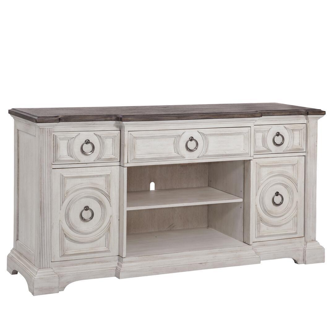 

        
American Woodcrafters BRIGHTEN Entertainment Console Antique White  810040451812
