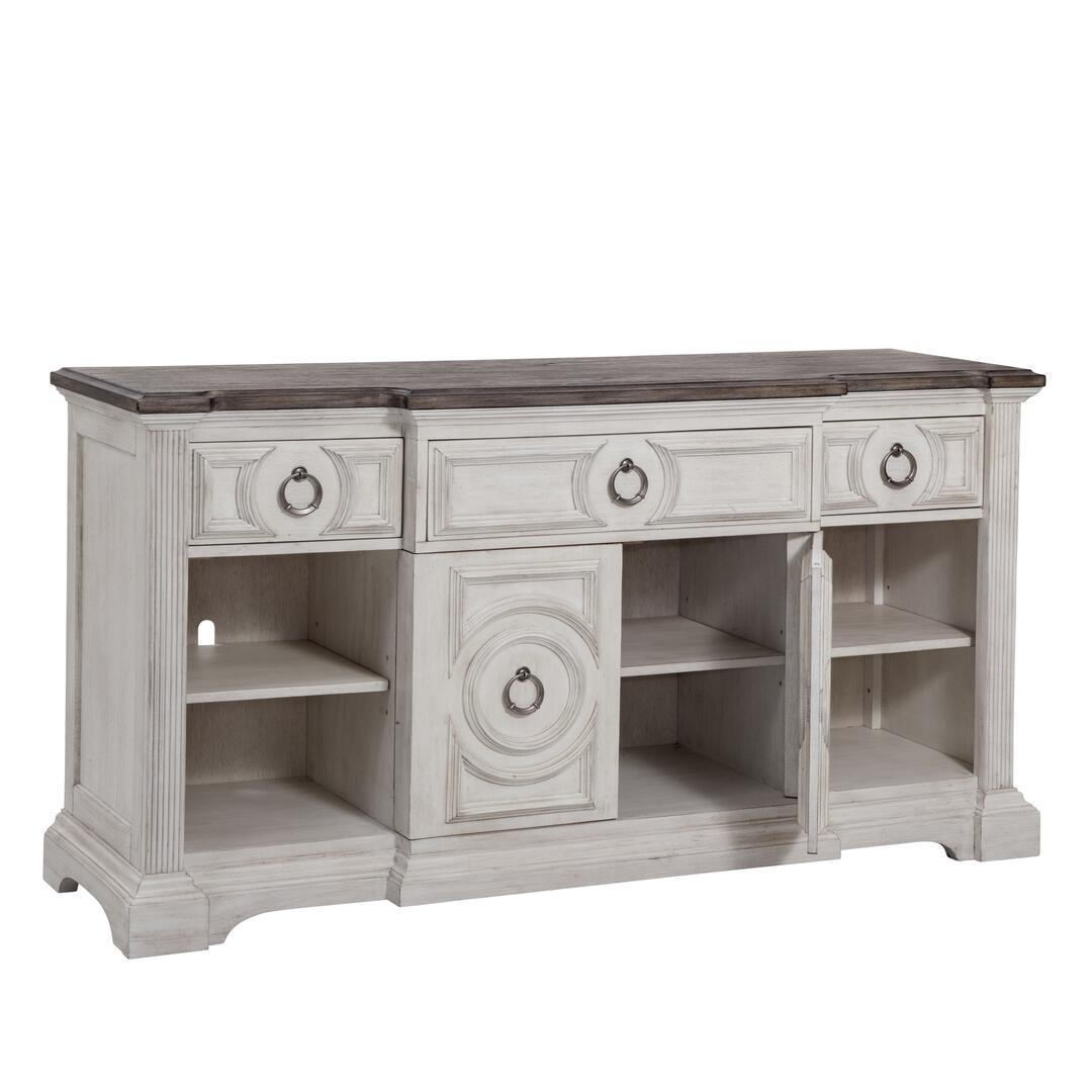 

    
American Woodcrafters BRIGHTEN Entertainment Console Antique White 9410-232
