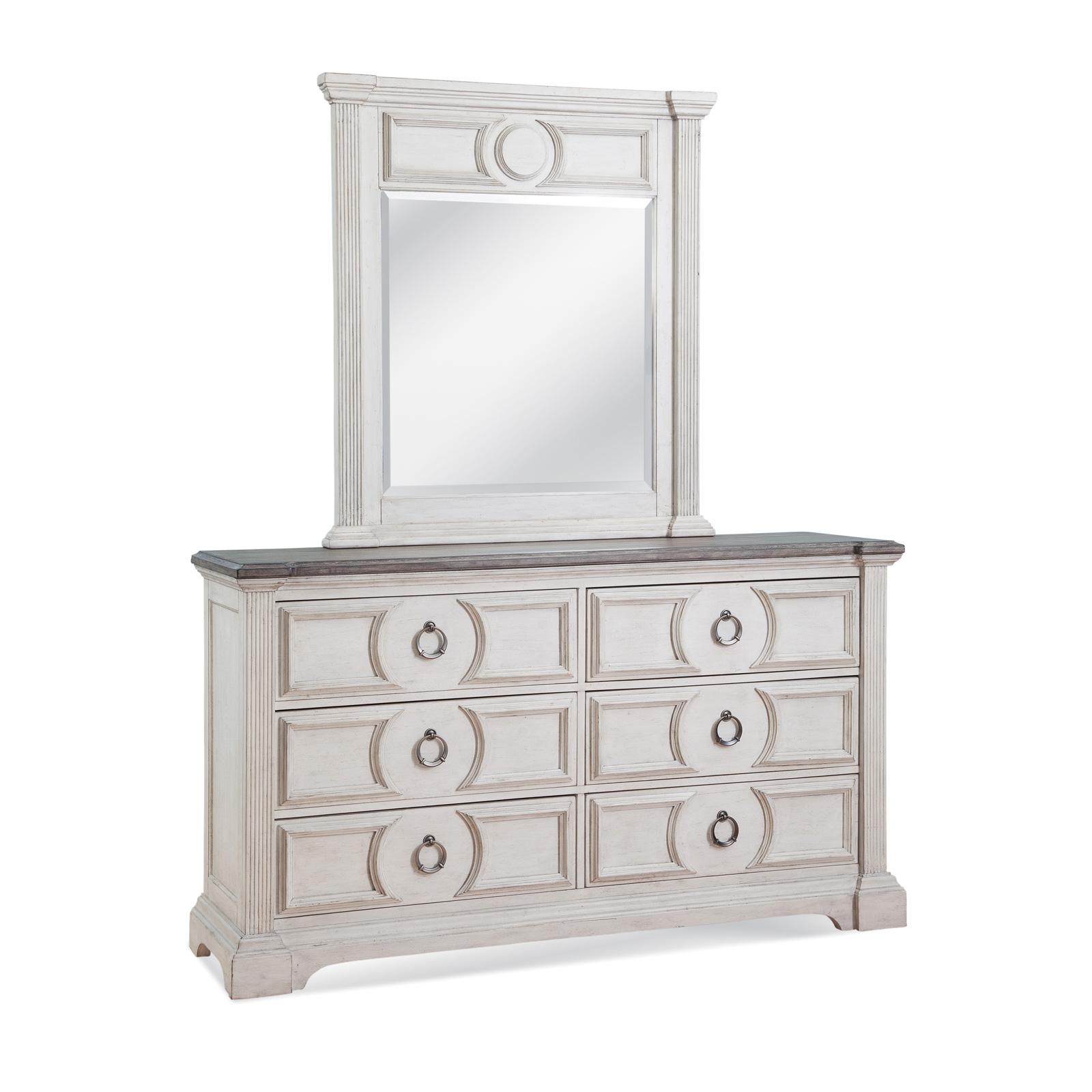 Cottage Dresser With Mirror BRIGHTEN 9410-TDLM in Antique White 