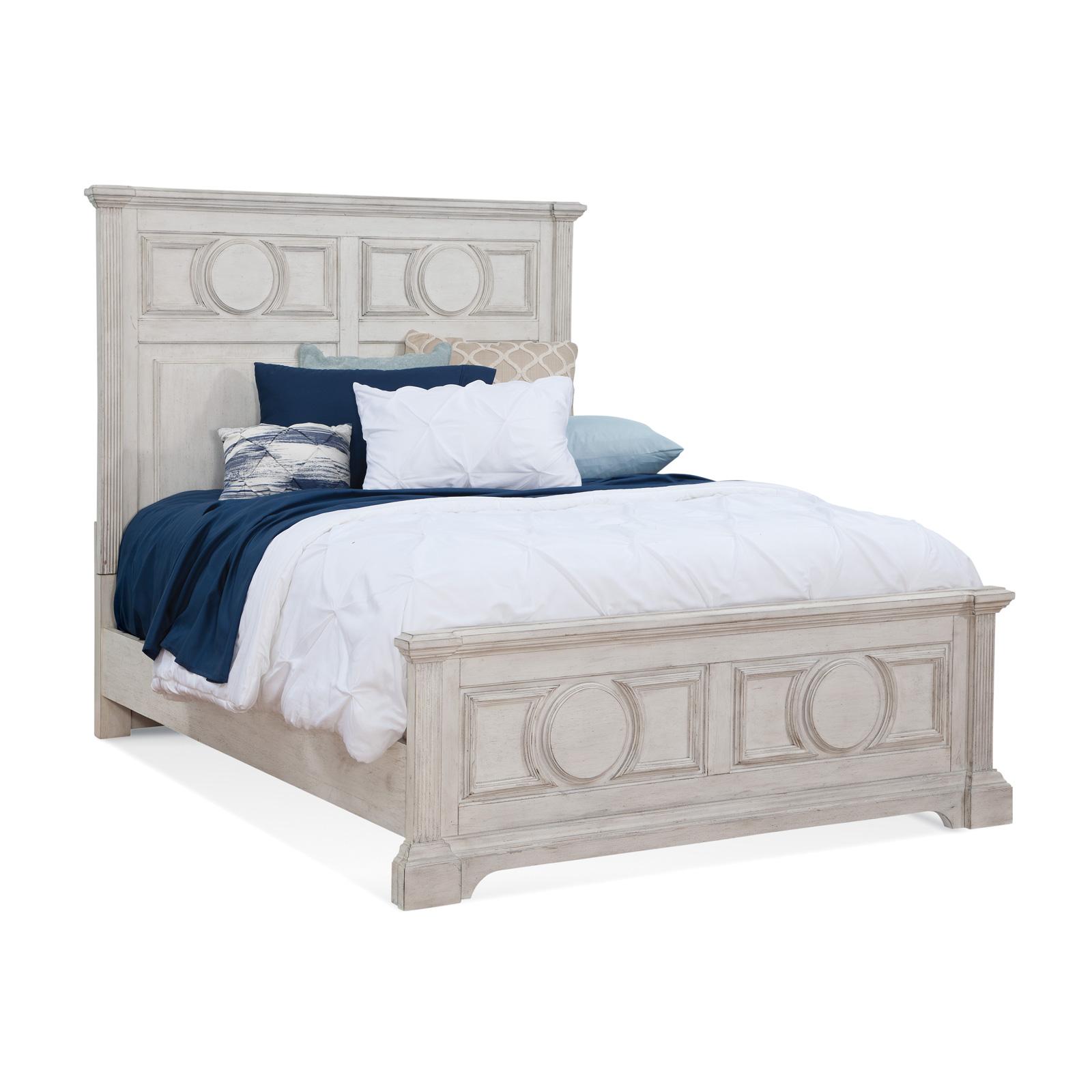 

    
Cottage Antique White Finish King Panel Bedroom Set 4Pcs BRIGHTEN American Woodcrafters
