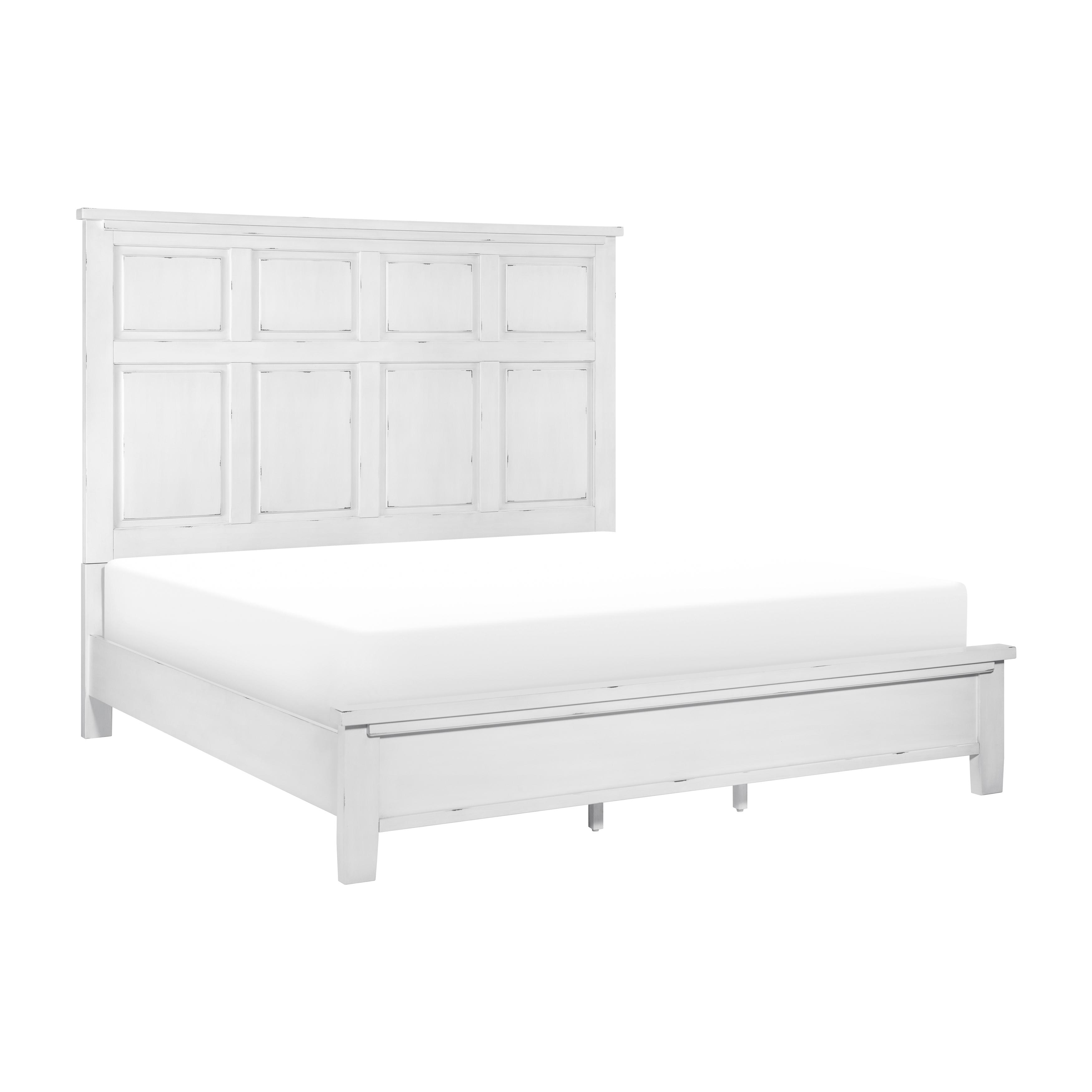 

    
Cottage Antique White Wood Queen Panel Bed Homelegance Laurelville Collection 1447-1-Q
