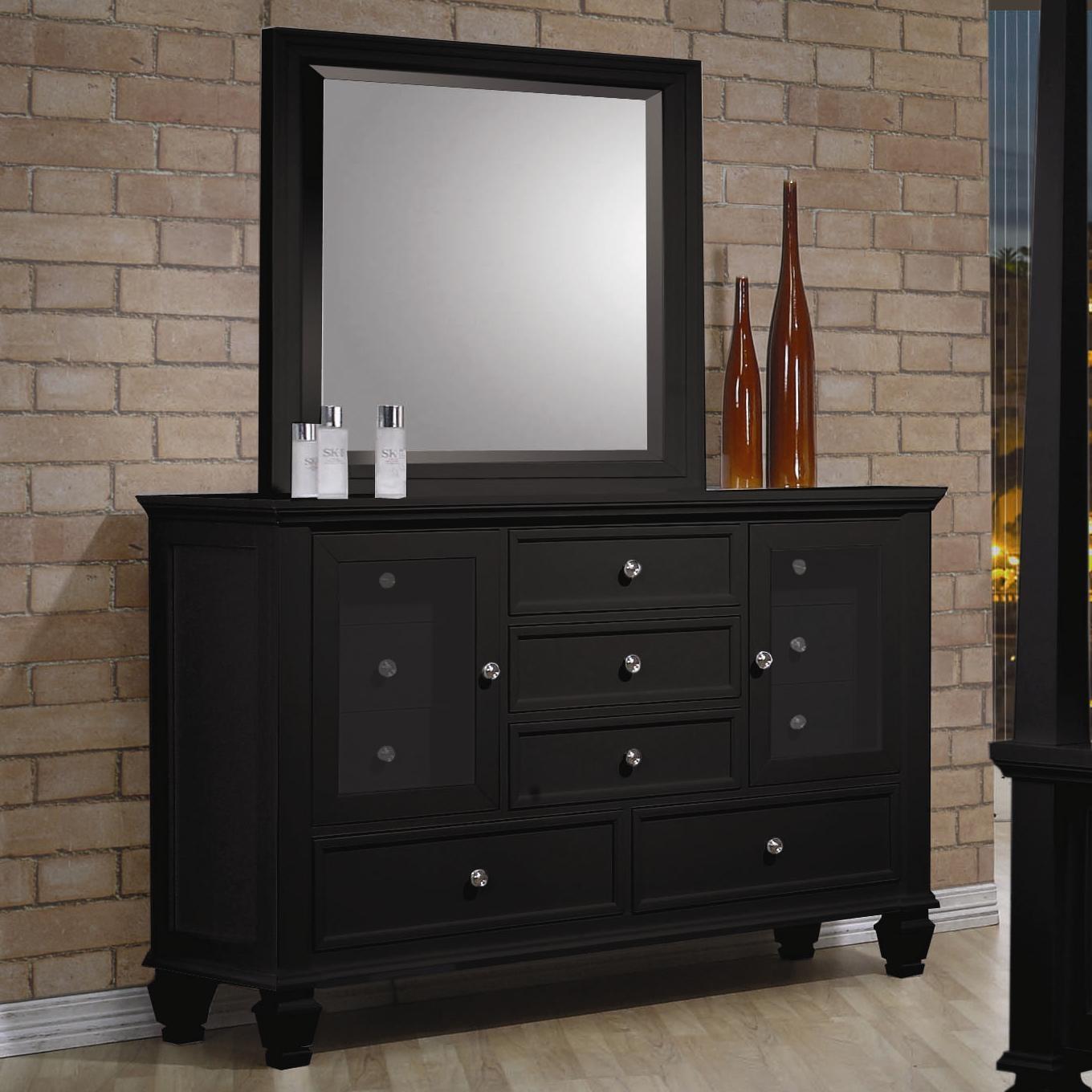 

    
Cottage Black Solid Wood Dresser w/Mirror Coaster 201323 Sandy Beach

