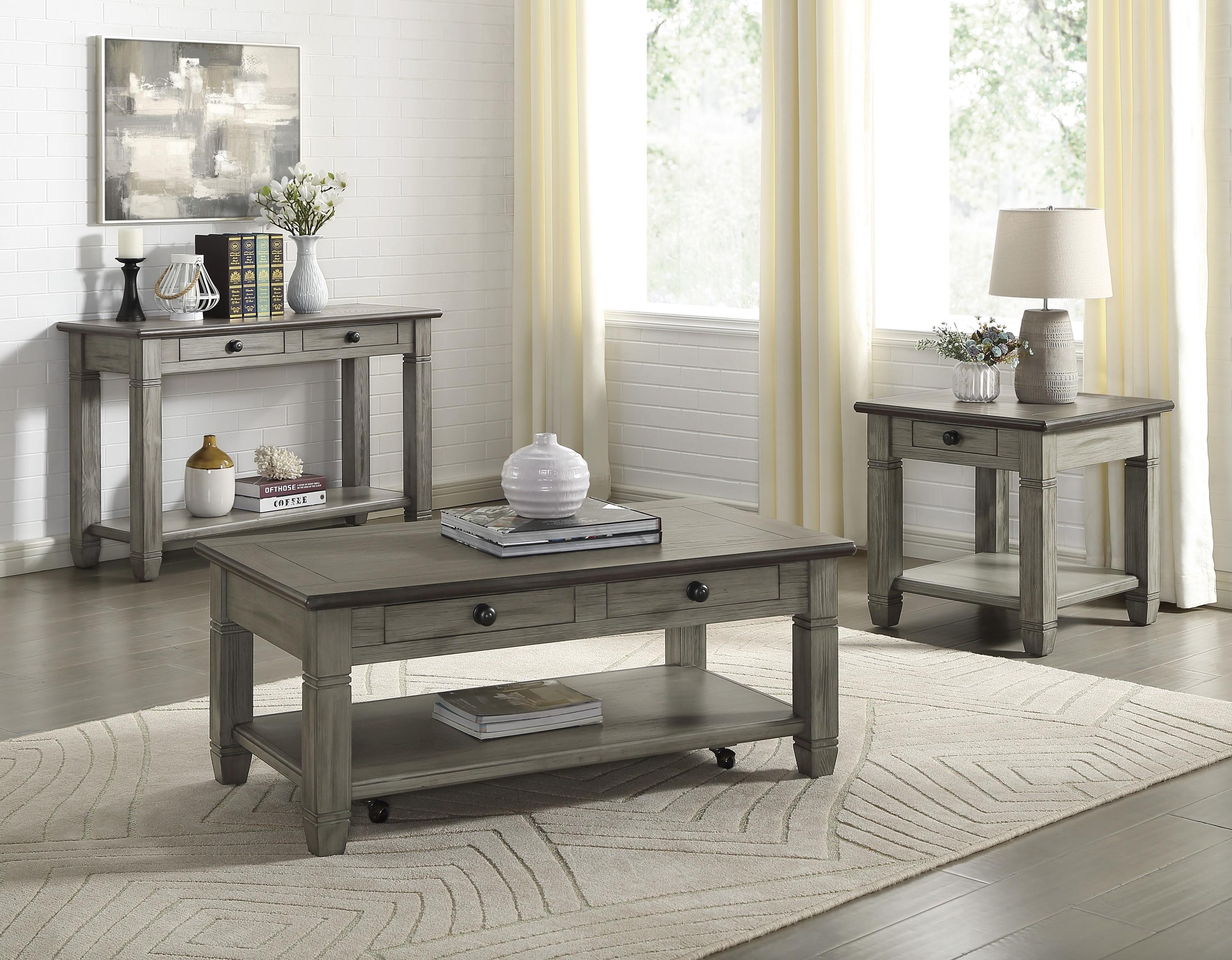 Cottage Occasional Table Set 5627GY-3PC Granby 5627GY-3PC in Gray, Coffee 