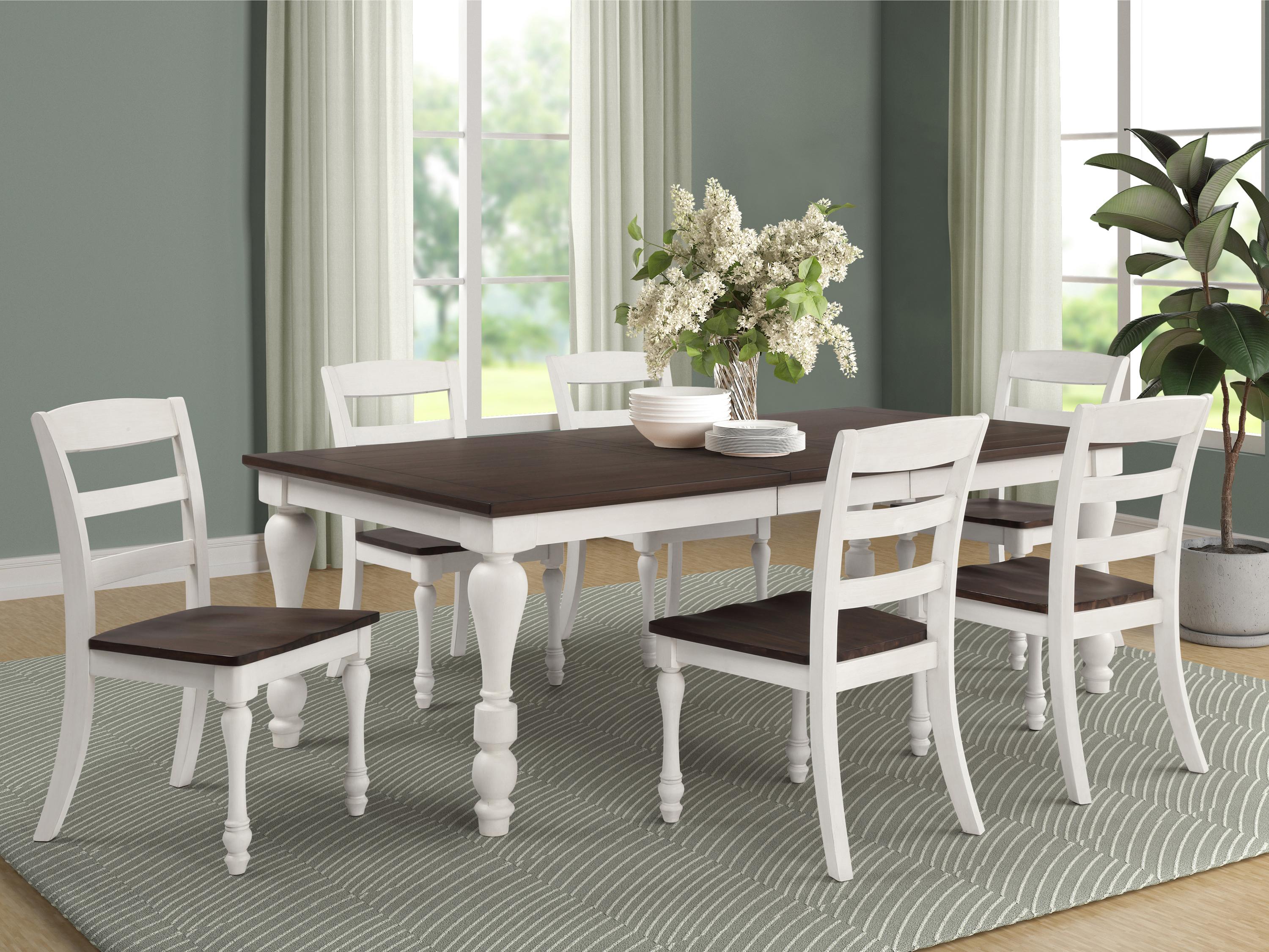 Cottage Dining Room Set 110381-S5 Madelyn 110381-S5 in Cocoa, White 
