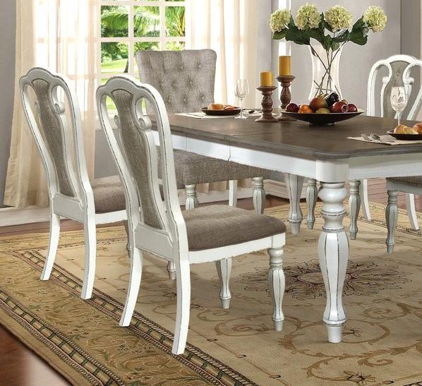 

    
Cottage Distressed Whitewash Rectangle Dining Table McFerran D738
