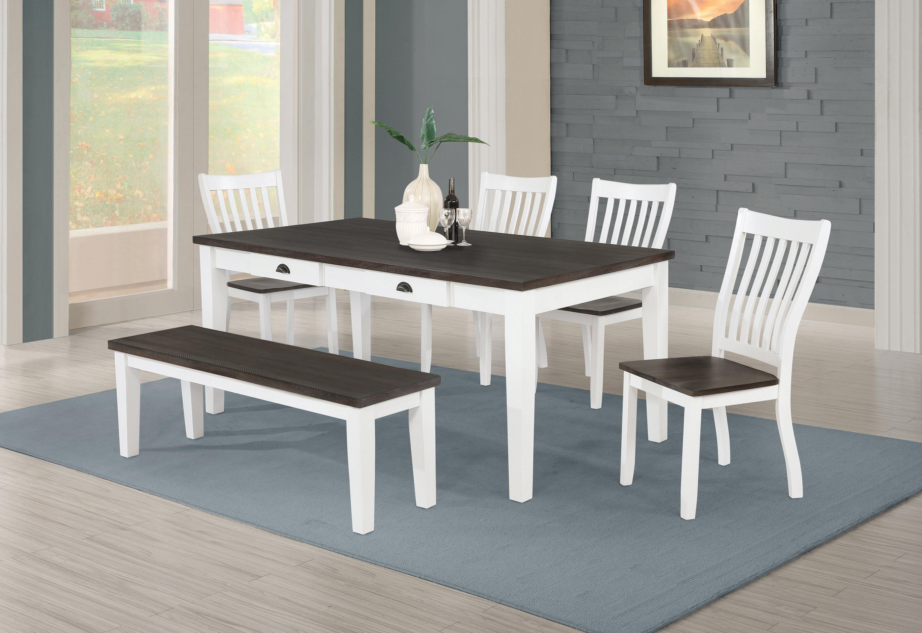 

    
Cottage Espresso & White Solid Wood Dining Room Set 5pcs Coaster 109541-S5 Kingman
