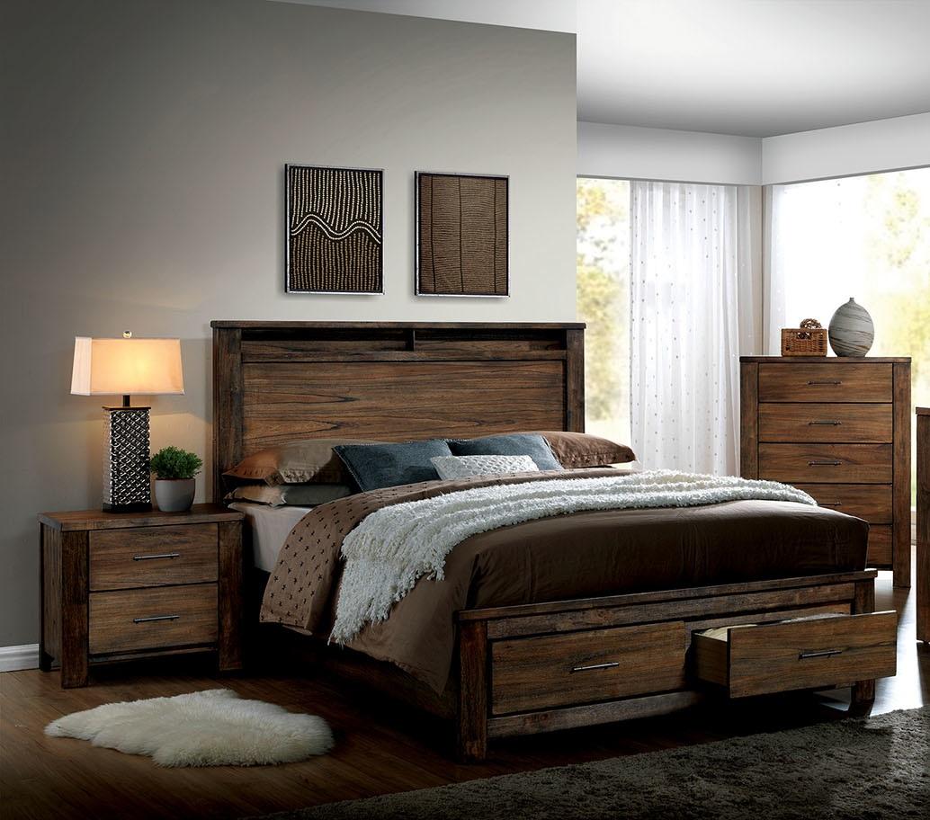 

    
Cottage Oak Solid Wood CAL Bedroom Set 3pcs Furniture of America CM7072-CK Elkton

