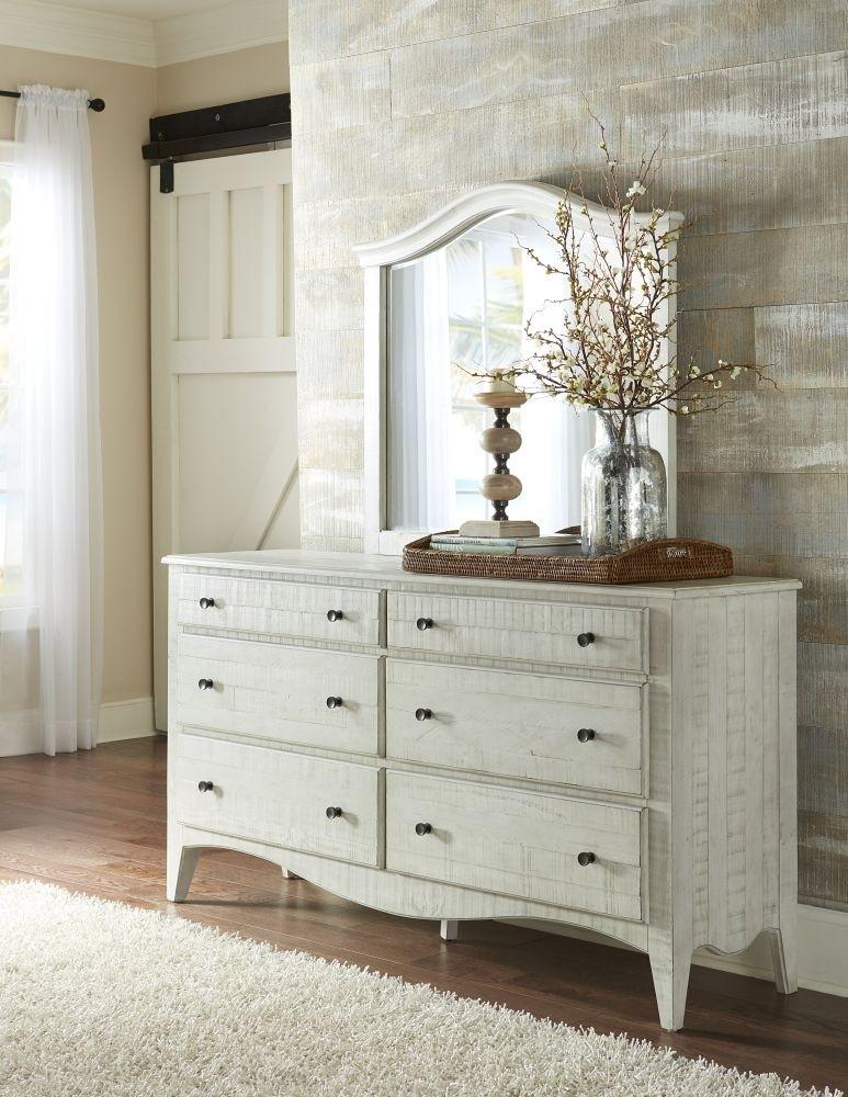 Rustic Dresser With Mirror ELLA WHITE 2G4382-DM-2PC in Off-White 