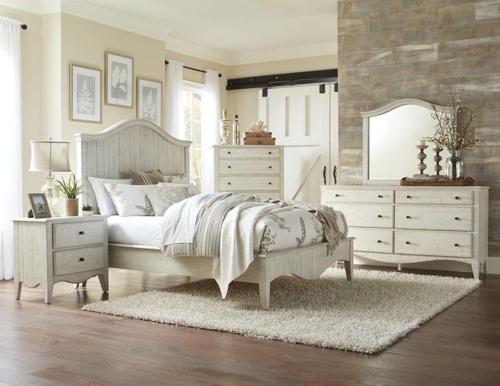 

    
Cottage Style Off-White Platform King Bedroom Set 5Pcs w/Chest ELLA WHITE by Modus Furniture
