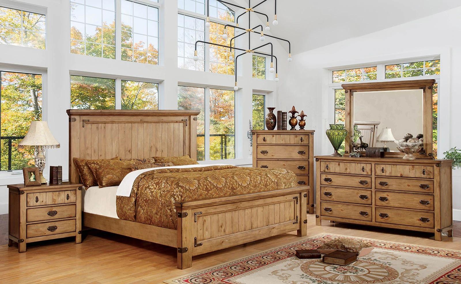 

    
Cottage Weathered Elm Solid Wood CAL Bedroom Set 6pcs Furniture of America CM7449-CK Pioneer

