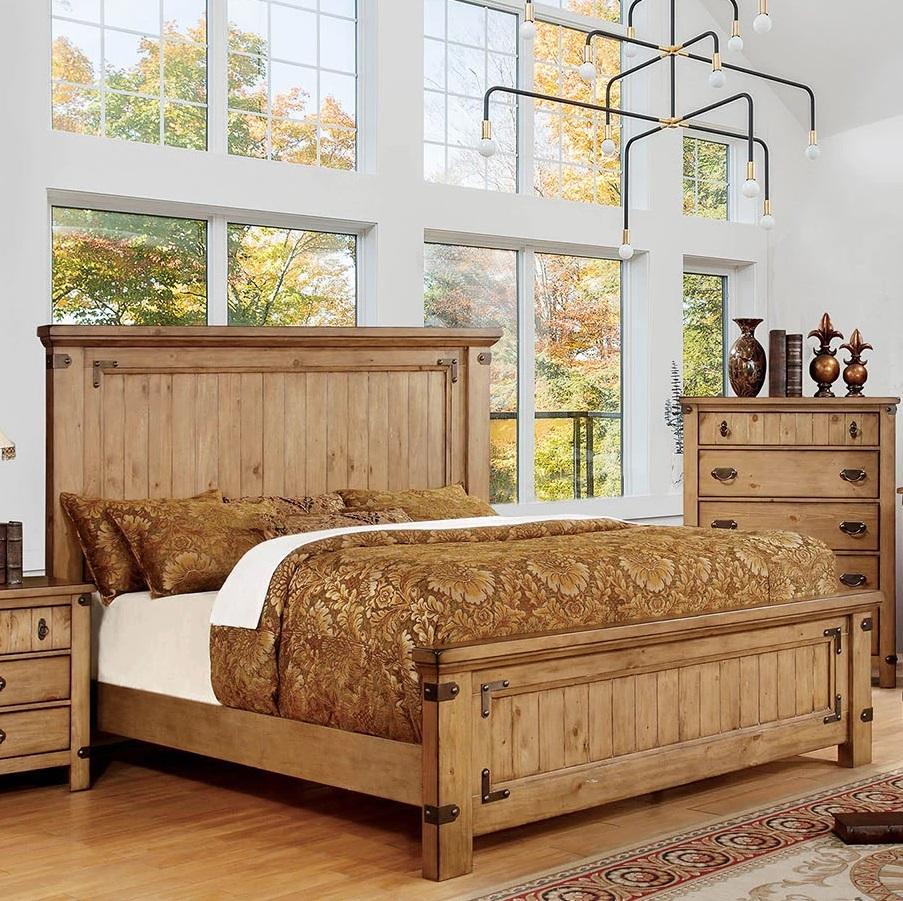 

    
Cottage Weathered Elm Solid Wood King Bedroom Set 5pcs Furniture of America CM7449-EK Pioneer
