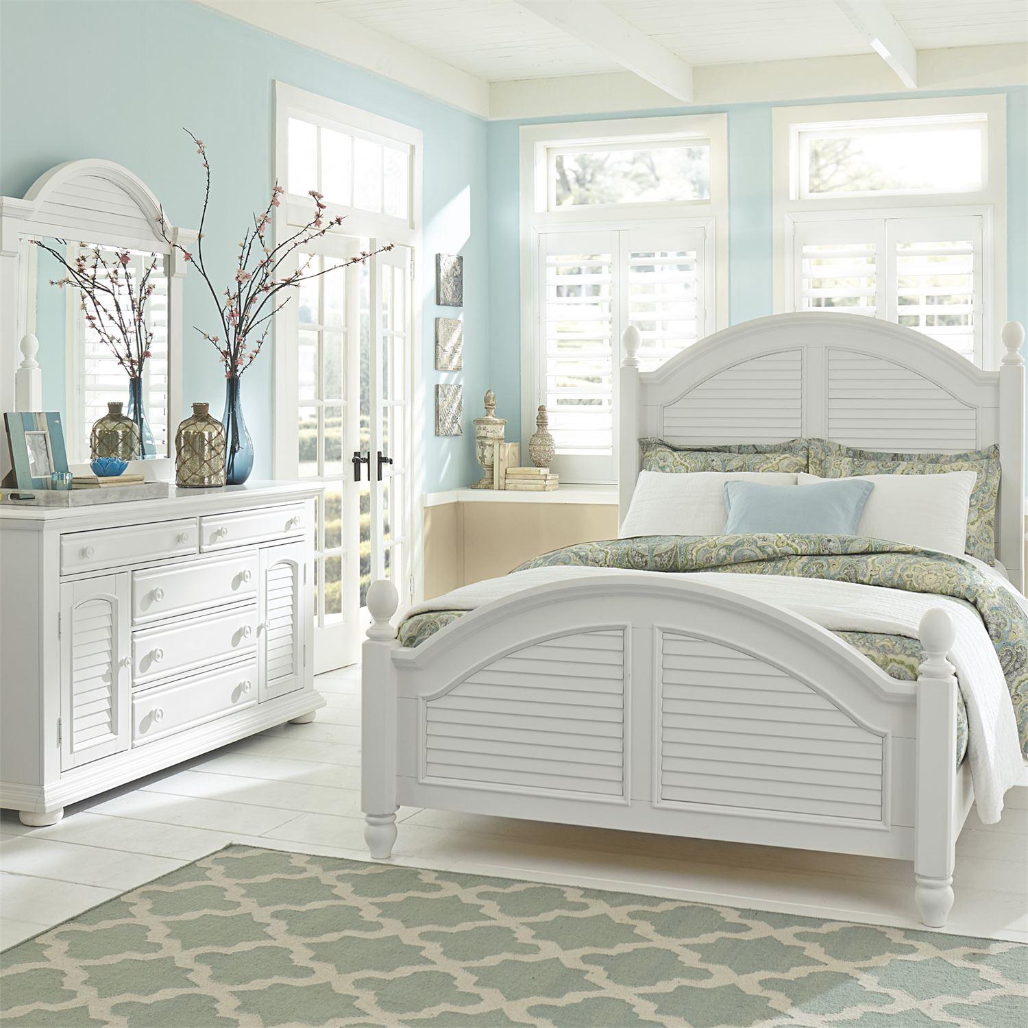 

    
Cottage White King Poster Bed Set 4 w/Chest Summer House I by Liberty Furniture
