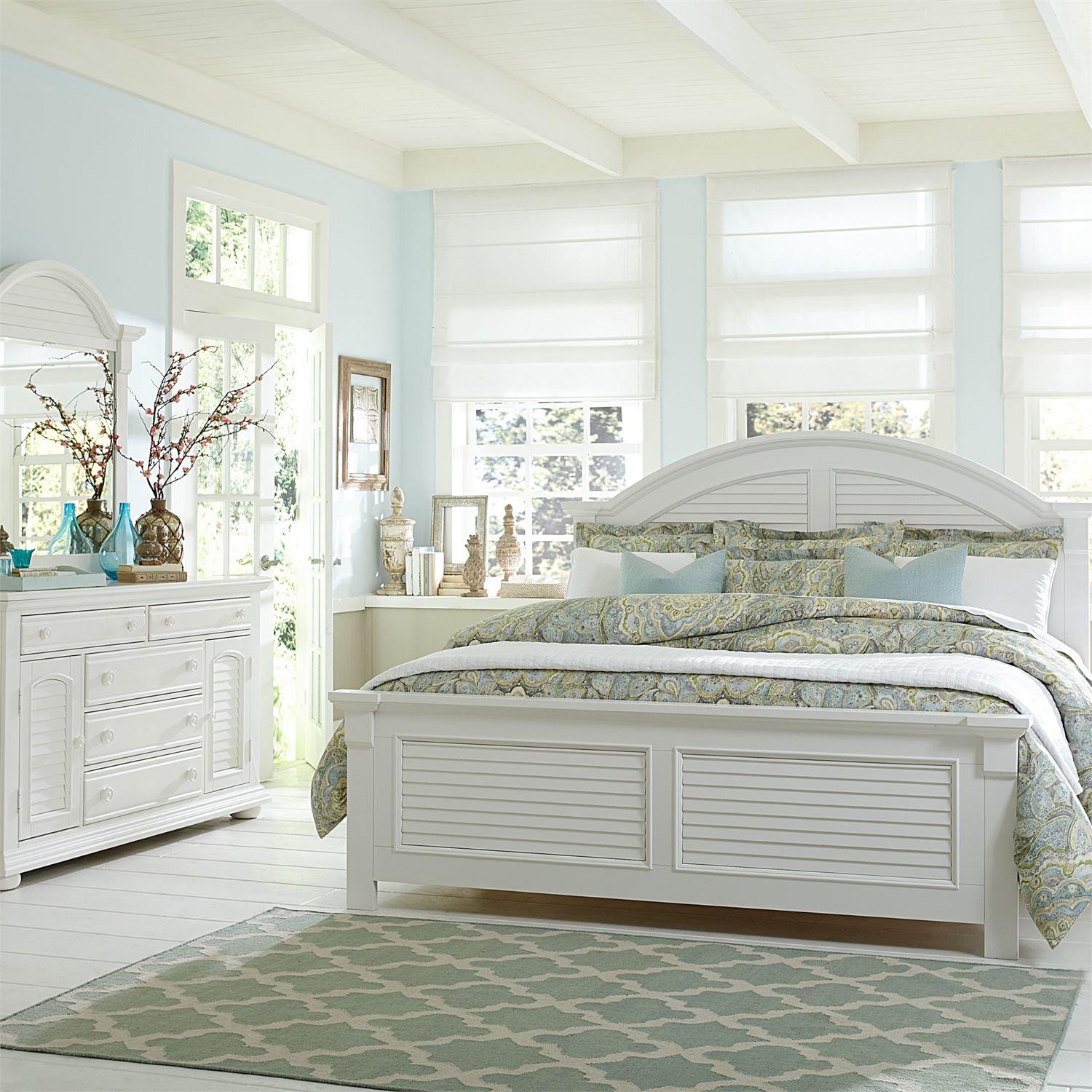 

    
Cottage White Queen Panel Bed Set 4 w/Chest Summer House I by Liberty Furniture
