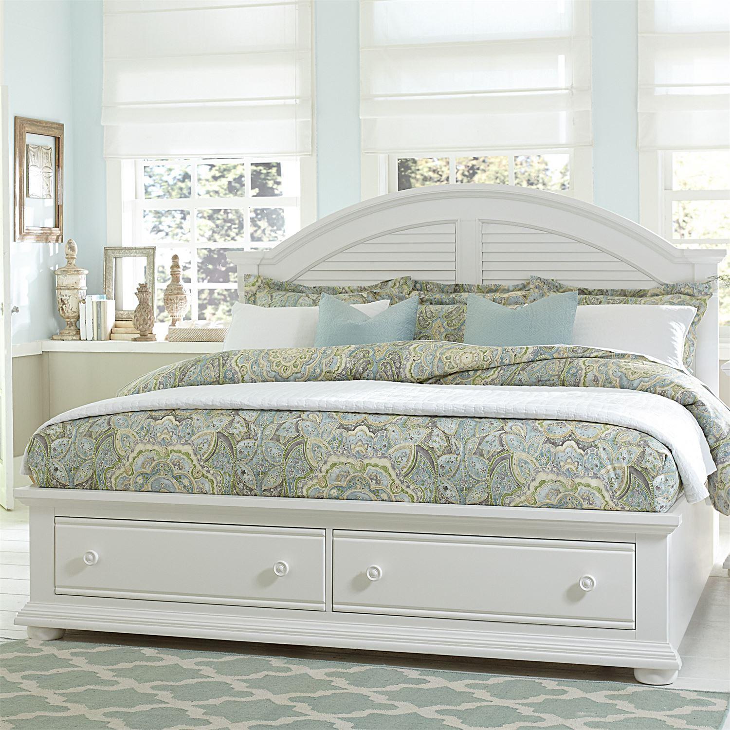 Cottage Storage Bed Summer House I  (607-BR) Storage Bed 607-BR-QSB in White 