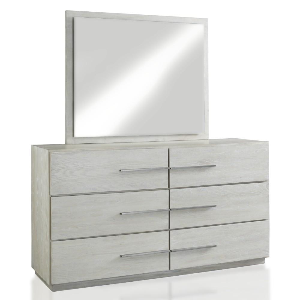 

    
Cotton Grey Finish Matte Topcoat  Dresser & Mirror  Set 2Pcs DESTINATION by Modus Furniture
