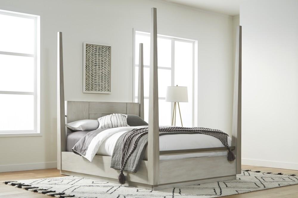 

    
Cotton Grey Finish King POSTER Bedroom Set 3Pcs DESTINATION by Modus Furniture
