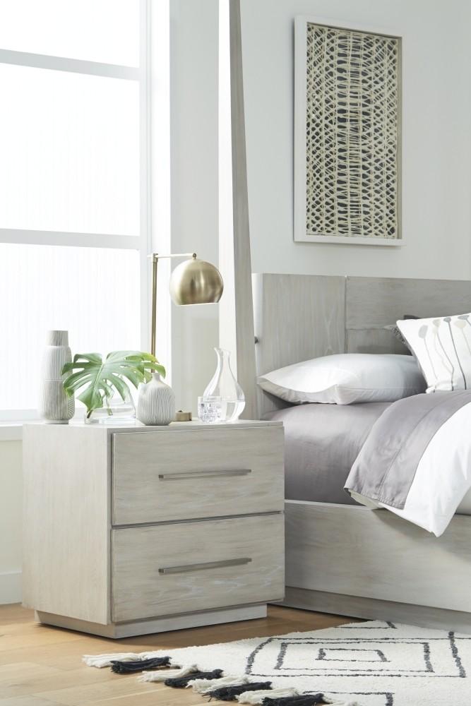 

    
 Shop  Cotton Grey Finish Queen Panel Bedroom Set 3Pcs DESTINATION by Modus Furniture
