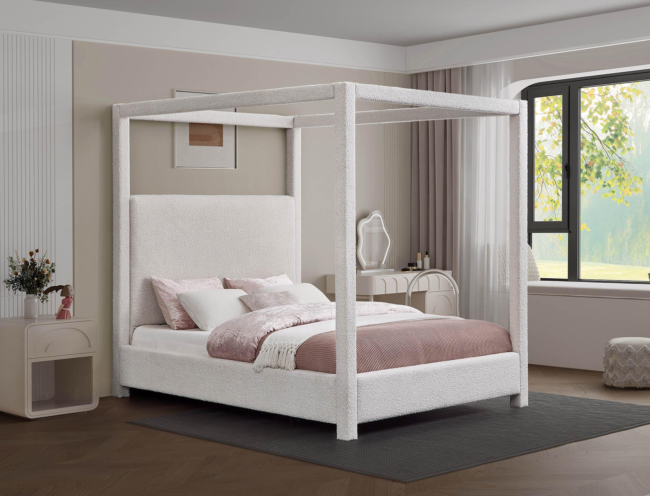 

    
Cream Boucle Canopy Queen Bed EdenCream-Q Meridian Modern Contemporary
