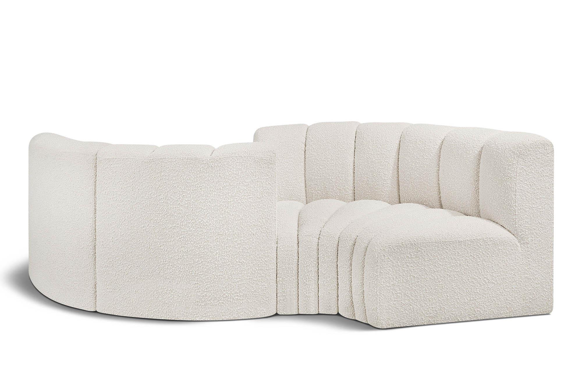 

    
Cream Boucle Channel Tufted Modular Sectional ARC 102Cream-S4F Meridian Modern
