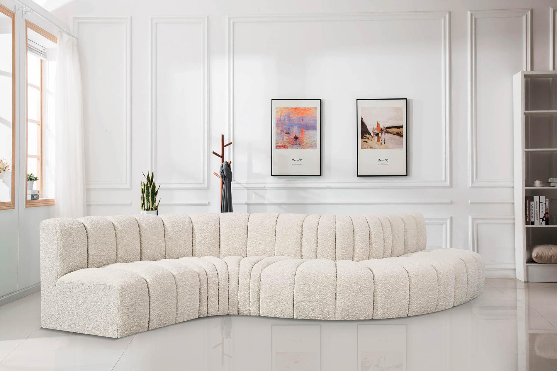 

    
Cream Boucle Channel Tufted Modular Sectional ARC 102Cream-S6A Meridian Modern
