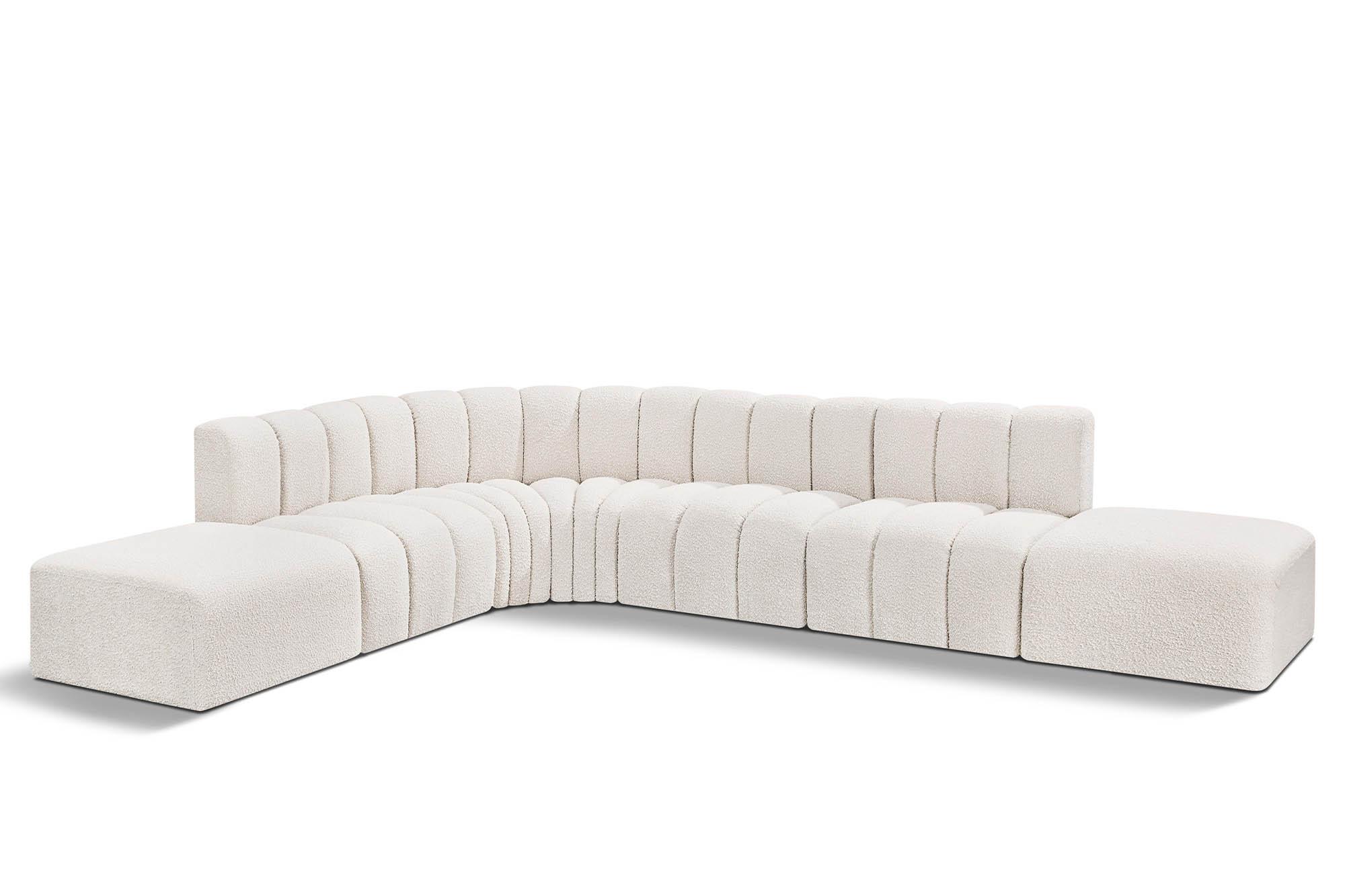

    
Cream Boucle Channel Tufted Modular Sectional ARC 102Cream-S7A Meridian Modern
