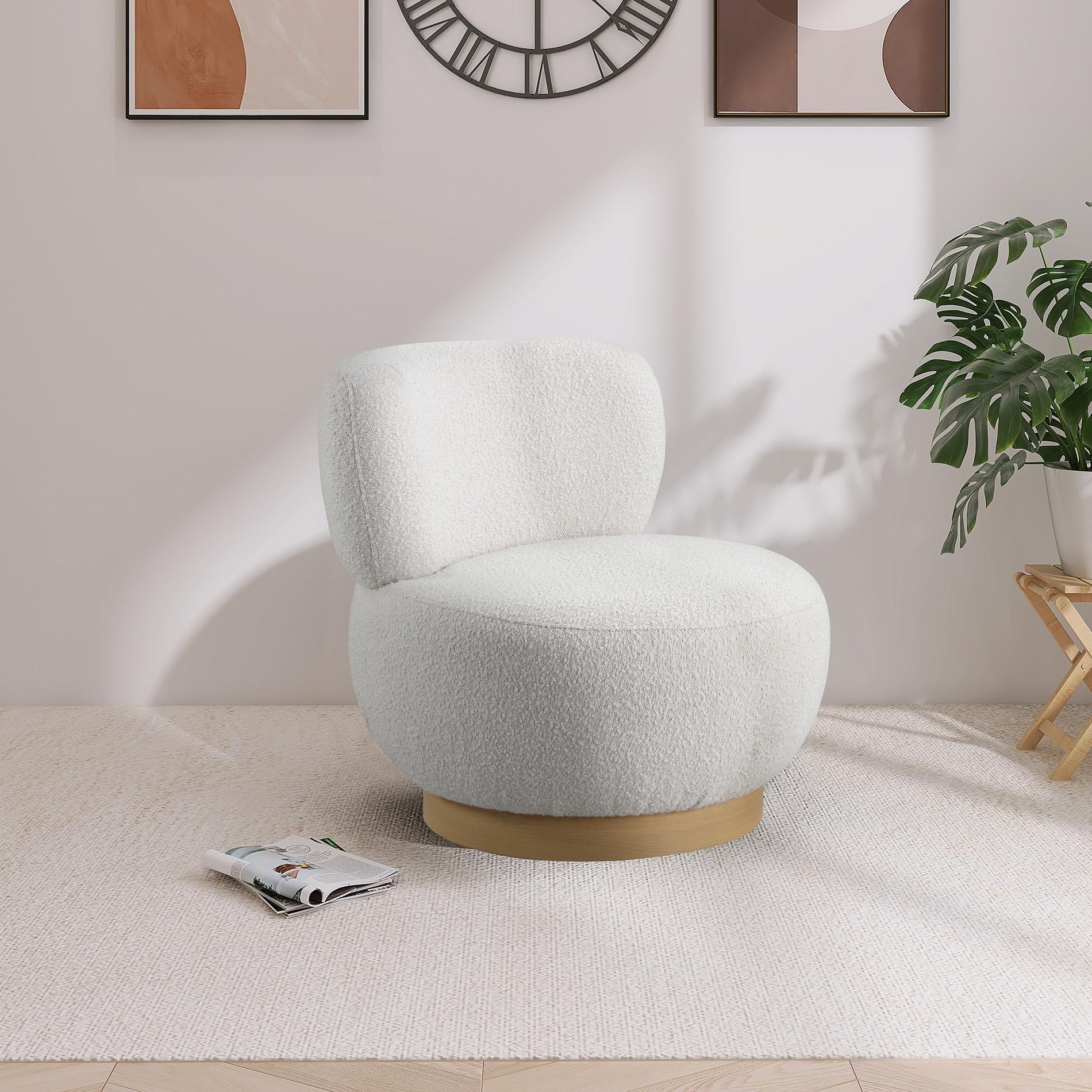 

    
Cream Boucle Fabric Accent Chair CALAIS 556Cream Meridian Mid-Century Modern
