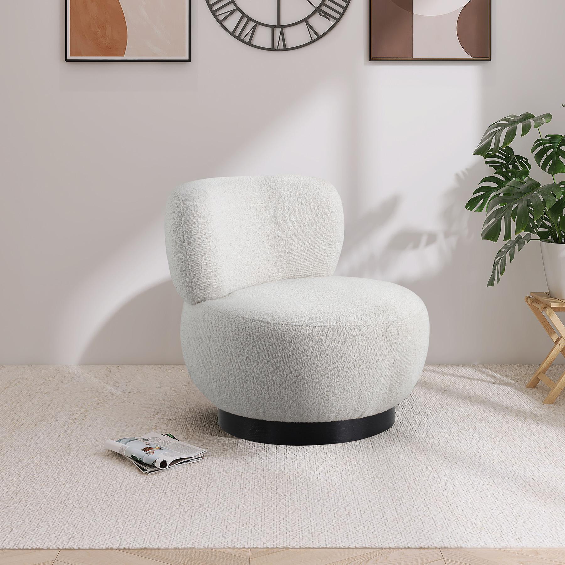 

    
Cream Boucle Fabric Accent Chair CALAIS 557Cream Meridian Mid-Century Modern
