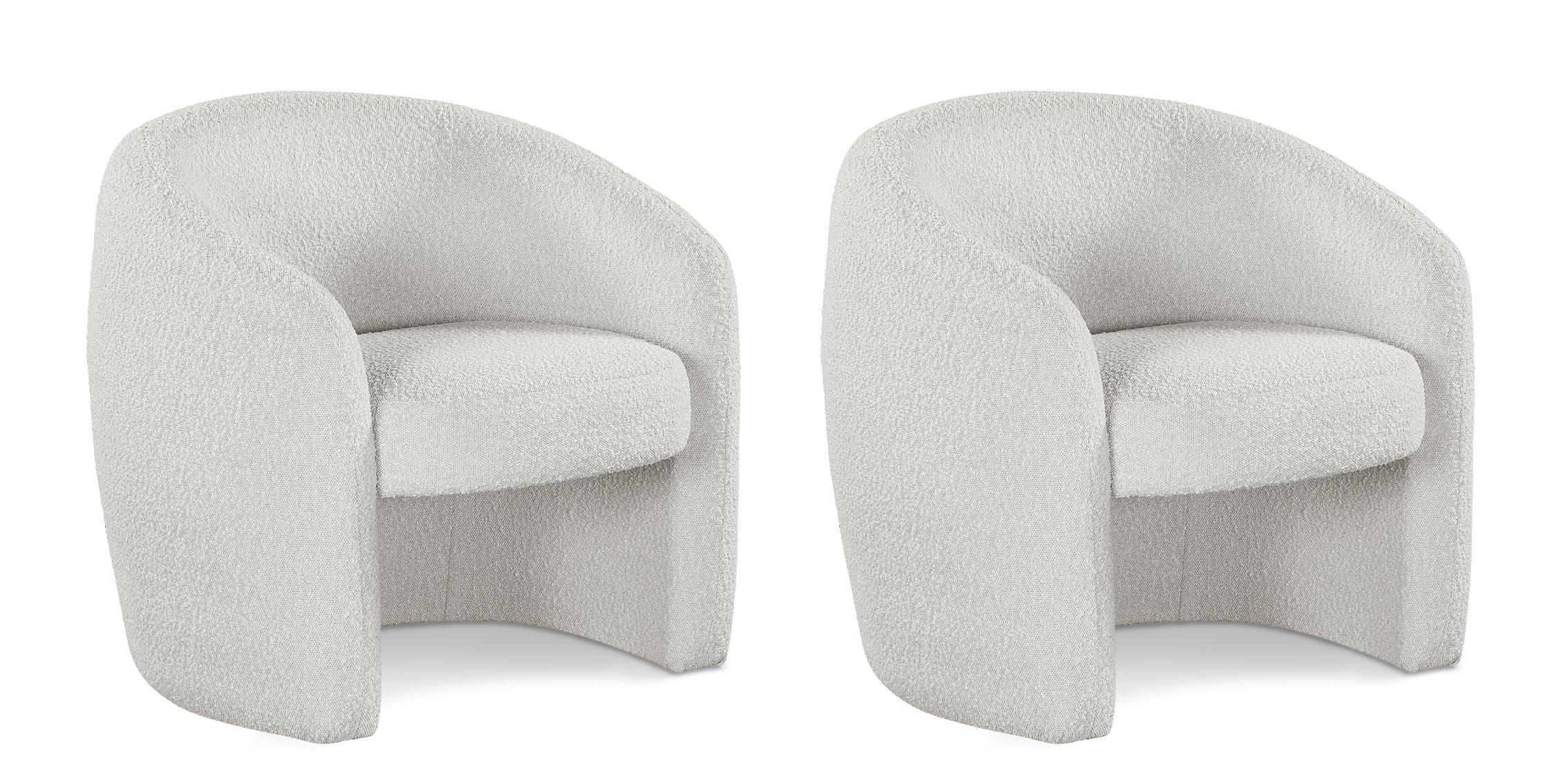 

    
Cream Boucle Fabric Accent Chair Set 2Pcs ACADIA 543Cream Meridian Contemporary
