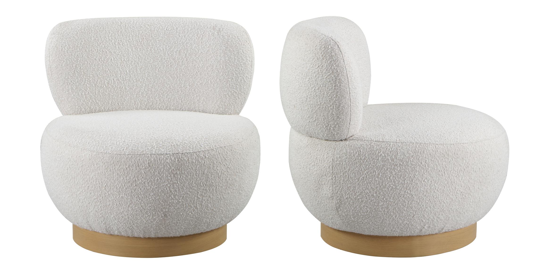 

    
Cream Boucle Fabric Accent Chair Set 2Pcs CALAIS 556Cream Meridian Mid-Century
