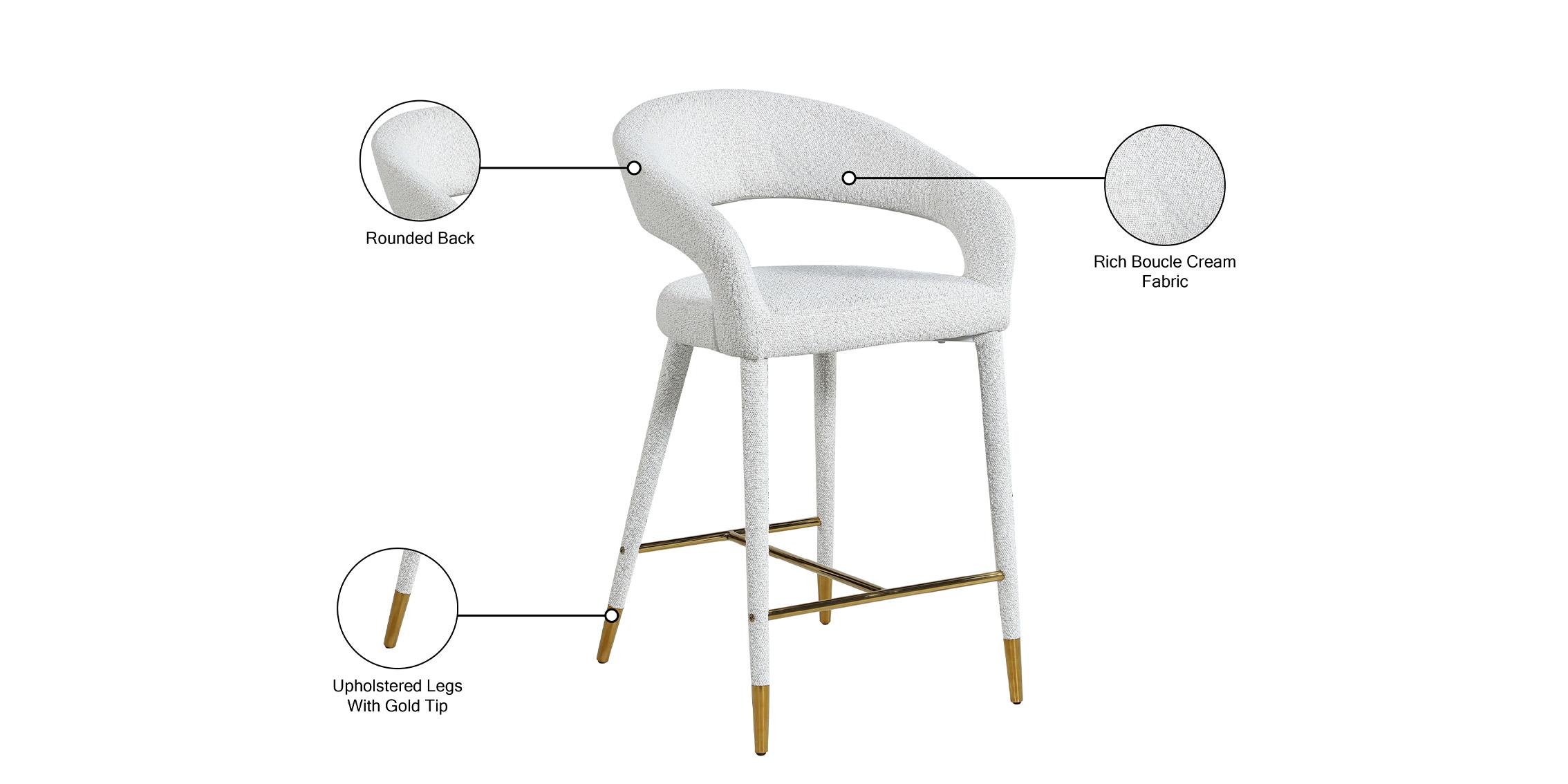 

        
Meridian Furniture DESTINY 542Cream-C Counter Stools Set Cream/Gold Boucle Fabric 094308263755
